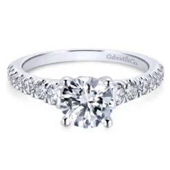 Gabriel Bridal Collection White Gold Diamond Diamond Accent Straight Engagement Ring With Cathedral Setting (0.57 Ctw)
