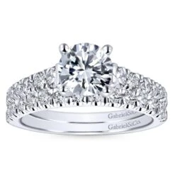 Gabriel Bridal Collection White Gold Diamond Diamond Accent Straight Engagement Ring With Cathedral Setting (0.57 Ctw) 10 Gabriel Bridal Collection White Gold Diamond Diamond Accent Straight Engagement Ring With Cathedral Setting (0.57 Ctw) -DIAMOND JEWELRY SHOP gabriel er12298r4w44jj 4