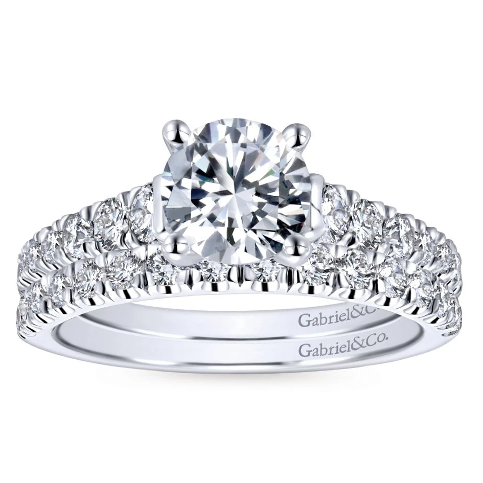 Gabriel Bridal Collection White Gold Diamond Diamond Accent Straight Engagement Ring With Cathedral Setting (0.57 Ctw) 6 Gabriel Bridal Collection White Gold Diamond Diamond Accent Straight Engagement Ring With Cathedral Setting (0.57 Ctw) - Image 4