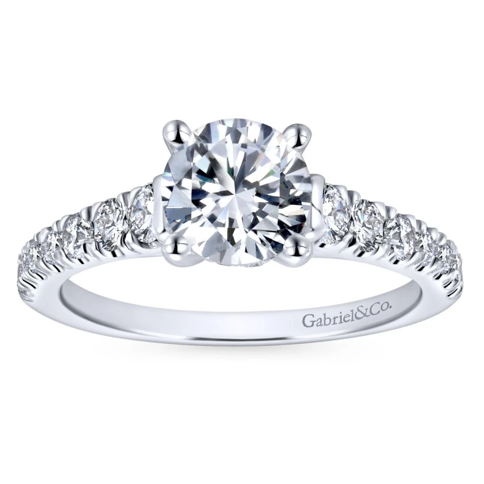 Gabriel Bridal Collection White Gold Diamond Diamond Accent Straight Engagement Ring With Cathedral Setting (0.57 Ctw) 7 Gabriel Bridal Collection White Gold Diamond Diamond Accent Straight Engagement Ring With Cathedral Setting (0.57 Ctw) - Image 5