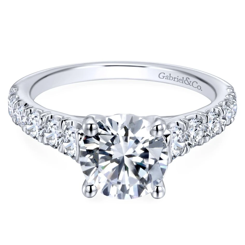 Gabriel Bridal Collection White Gold Diamond Straight Four Prong Setting Engagement Ring (0.81 Ctw) 3 Gabriel Bridal Collection White Gold Diamond Straight Four Prong Setting Engagement Ring (0.81 Ctw)
