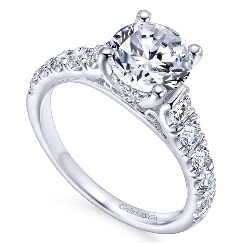 Gabriel Bridal Collection White Gold Diamond Straight Four Prong Setting Engagement Ring (0.81 Ctw) 5 Gabriel Bridal Collection White Gold Diamond Straight Four Prong Setting Engagement Ring (0.81 Ctw) - Image 3