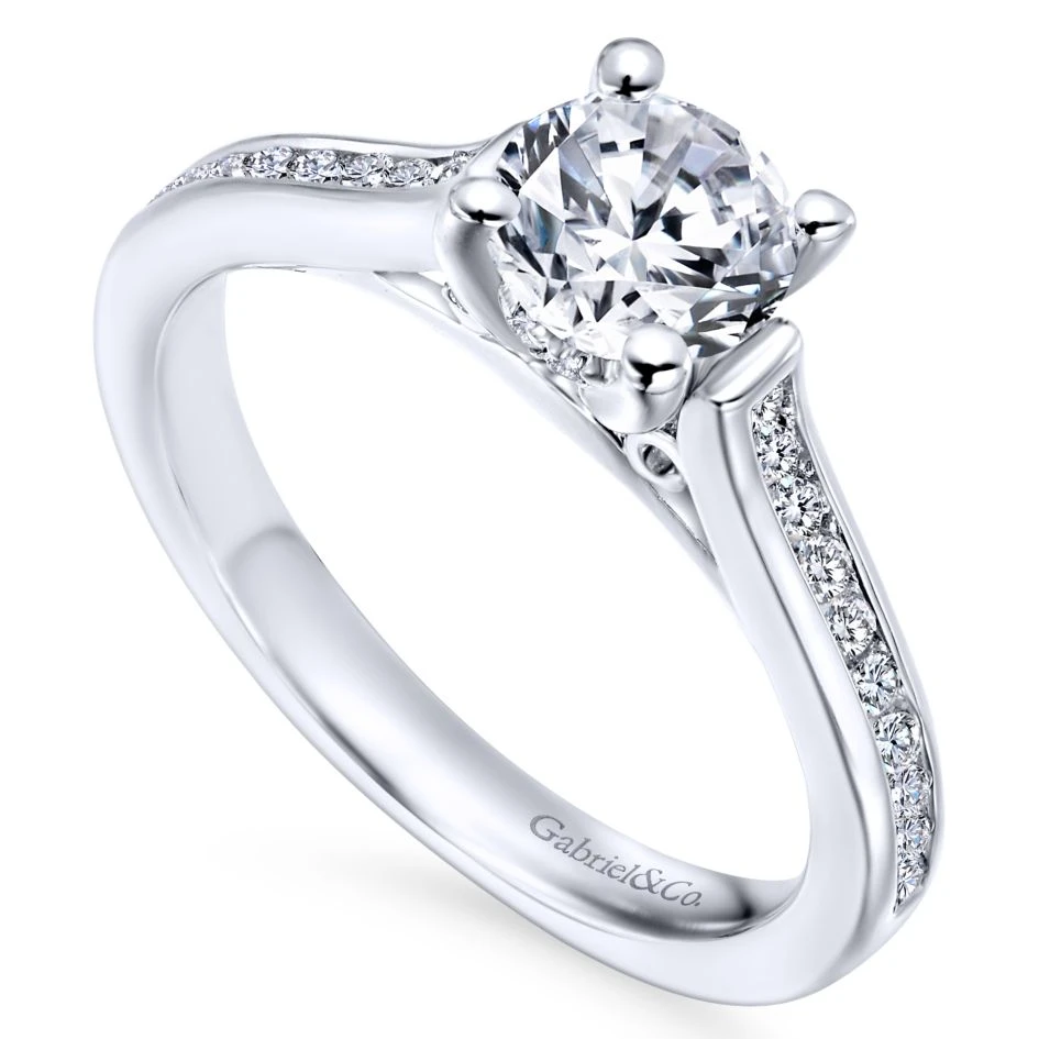 Gabriel Bridal Collection White Gold Diamond Straight Channel Engagement Ring (0.25 Ctw) 5 Gabriel Bridal Collection White Gold Diamond Straight Channel Engagement Ring (0.25 Ctw) - Image 3