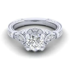 Gabriel Victorian Collection White Gold Halo Engagement Ring (0.29 CTW)
