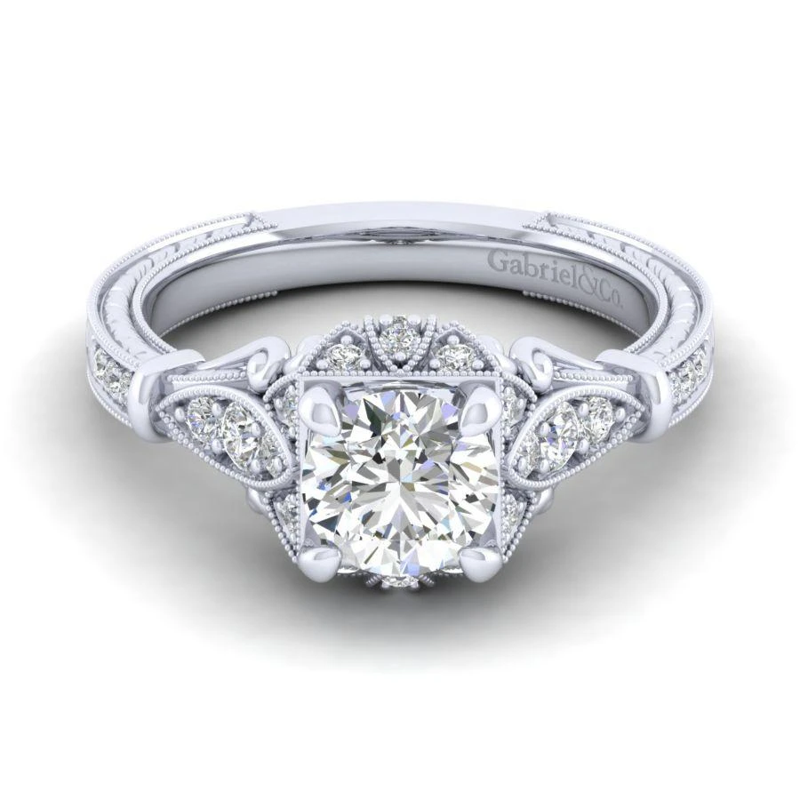 Gabriel Victorian Collection White Gold Halo Engagement Ring (0.29 CTW) 3 Gabriel Victorian Collection White Gold Halo Engagement Ring (0.29 CTW)