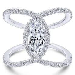 Gabriel Bridal Collection White Gold Halo Engagement Ring (0.5 Ctw)