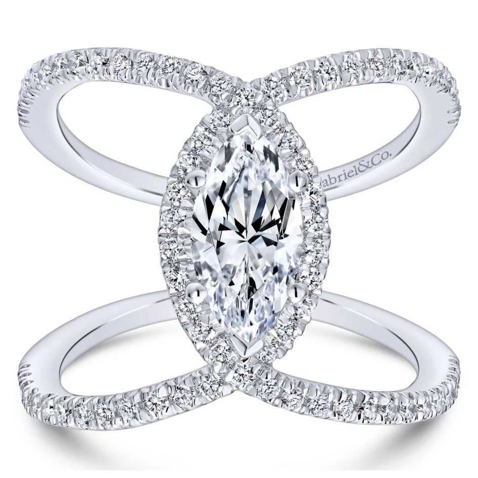 Gabriel Bridal Collection White Gold Halo Engagement Ring (0.5 Ctw) 7 Gabriel Bridal Collection White Gold Halo Engagement Ring (0.5 Ctw) - Image 5