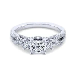 Gabriel Contemporary Collection White Gold 3-Stone Engagement Ring (0.69 CTW)