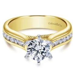Gabriel Bridal Collection Yellow Gold Straight Engagement Ring (0.54 Ctw)