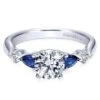 Gabriel Bridal Collection White Gold Diamond And Sapphire Twisted Shank Engagement Ring With Rounded Shank (0.1 Ctw)