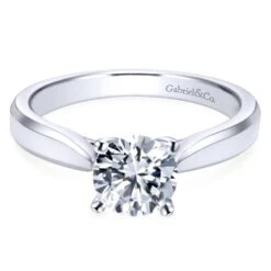 Gabriel Bridal Collection White Gold Round Solitaire Engagement Ring With Trellis Setting