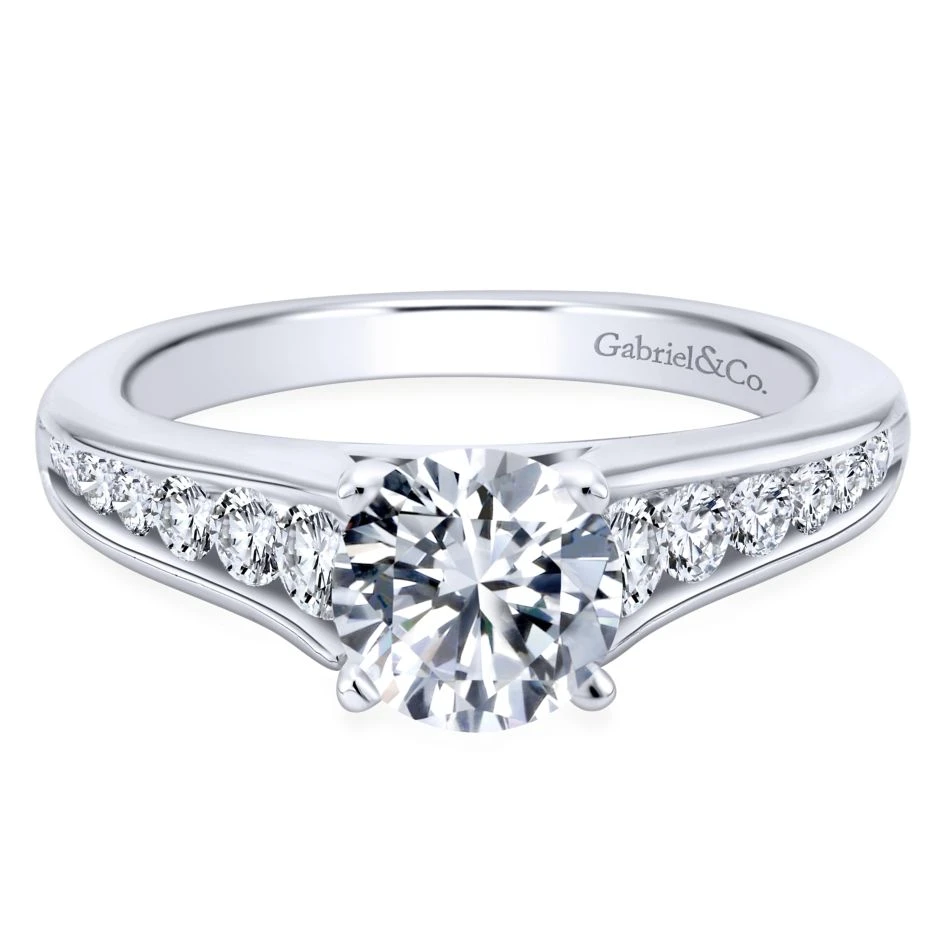 Gabriel Bridal Collection White Gold Graduating Diamond Accent Diamond Engagement Ring With Cathedral Setting (0.49 Ctw) 3 Gabriel Bridal Collection White Gold Graduating Diamond Accent Diamond Engagement Ring With Cathedral Setting (0.49 Ctw)
