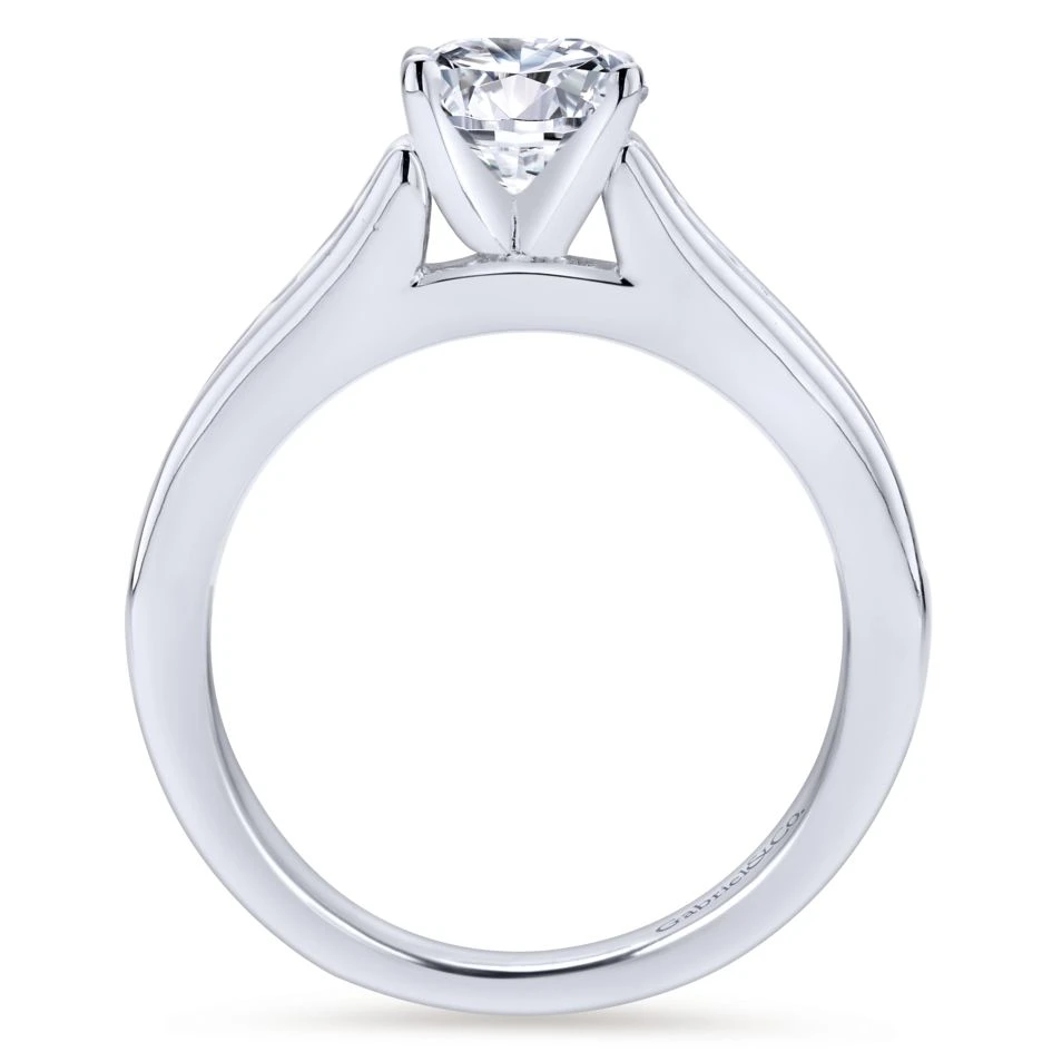 Gabriel Bridal Collection White Gold Graduating Diamond Accent Diamond Engagement Ring With Cathedral Setting (0.49 Ctw) 4 Gabriel Bridal Collection White Gold Graduating Diamond Accent Diamond Engagement Ring With Cathedral Setting (0.49 Ctw) - Image 2
