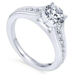 Gabriel Bridal Collection White Gold Graduating Diamond Accent Diamond Engagement Ring With Cathedral Setting (0.49 Ctw) 9 Gabriel Bridal Collection White Gold Graduating Diamond Accent Diamond Engagement Ring With Cathedral Setting (0.49 Ctw) -DIAMOND JEWELRY SHOP gabriel er6664w44jj 3