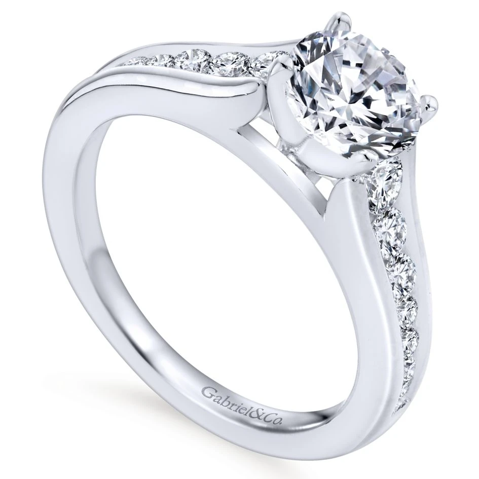 Gabriel Bridal Collection White Gold Graduating Diamond Accent Diamond Engagement Ring With Cathedral Setting (0.49 Ctw) 5 Gabriel Bridal Collection White Gold Graduating Diamond Accent Diamond Engagement Ring With Cathedral Setting (0.49 Ctw) - Image 3