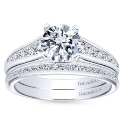 Gabriel Bridal Collection White Gold Graduating Diamond Accent Diamond Engagement Ring With Cathedral Setting (0.49 Ctw) 10 Gabriel Bridal Collection White Gold Graduating Diamond Accent Diamond Engagement Ring With Cathedral Setting (0.49 Ctw) -DIAMOND JEWELRY SHOP gabriel er6664w44jj 4