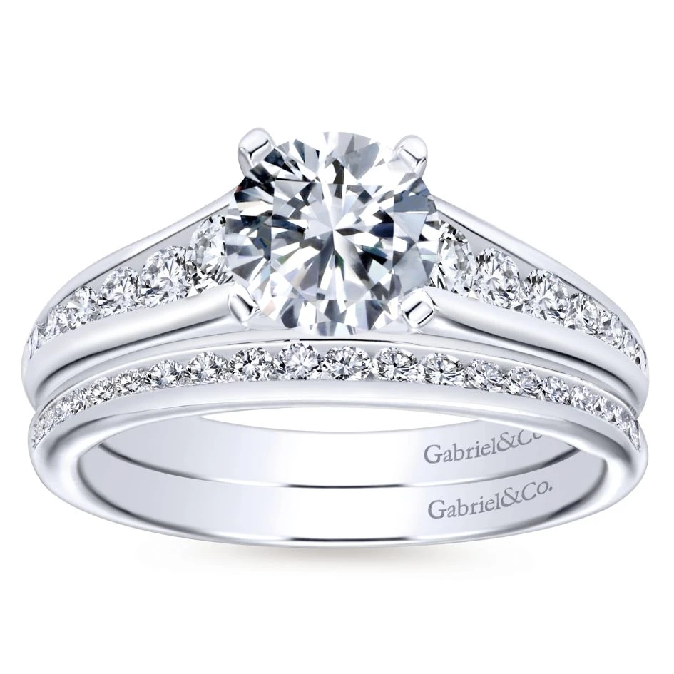 Gabriel Bridal Collection White Gold Graduating Diamond Accent Diamond Engagement Ring With Cathedral Setting (0.49 Ctw) 6 Gabriel Bridal Collection White Gold Graduating Diamond Accent Diamond Engagement Ring With Cathedral Setting (0.49 Ctw) - Image 4