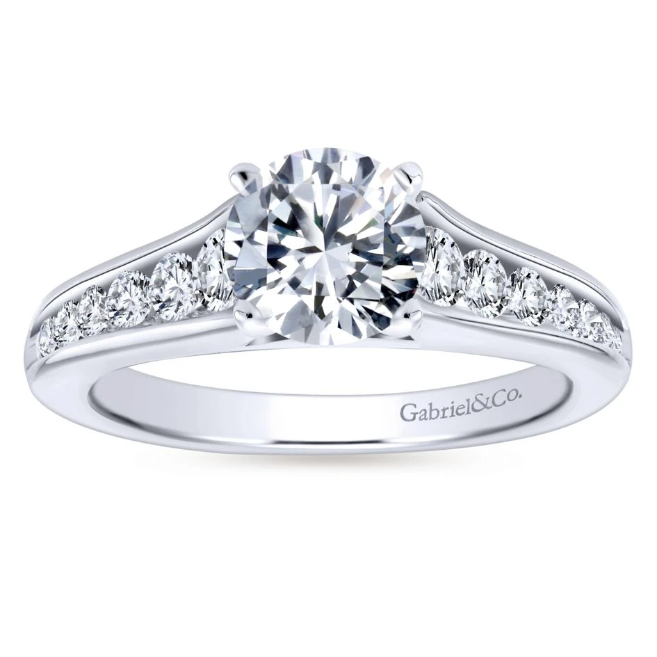 Gabriel Bridal Collection White Gold Graduating Diamond Accent Diamond Engagement Ring With Cathedral Setting (0.49 Ctw) 7 Gabriel Bridal Collection White Gold Graduating Diamond Accent Diamond Engagement Ring With Cathedral Setting (0.49 Ctw) - Image 5