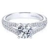 Gabriel Bridal Collection White Gold Diamond Accent Split Shank Diamond Engagement Ring With Round Center (0.4 Ctw) 2 Gabriel Bridal Collection White Gold Diamond Accent Split Shank Diamond Engagement Ring With Round Center (0.4 Ctw) -DIAMOND JEWELRY SHOP gabriel er6666w44jj 1