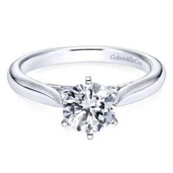 Gabriel Bridal Collection White Gold Solitaire Diamond Engagement Ring With Rounded Shank (0.03 Ctw)