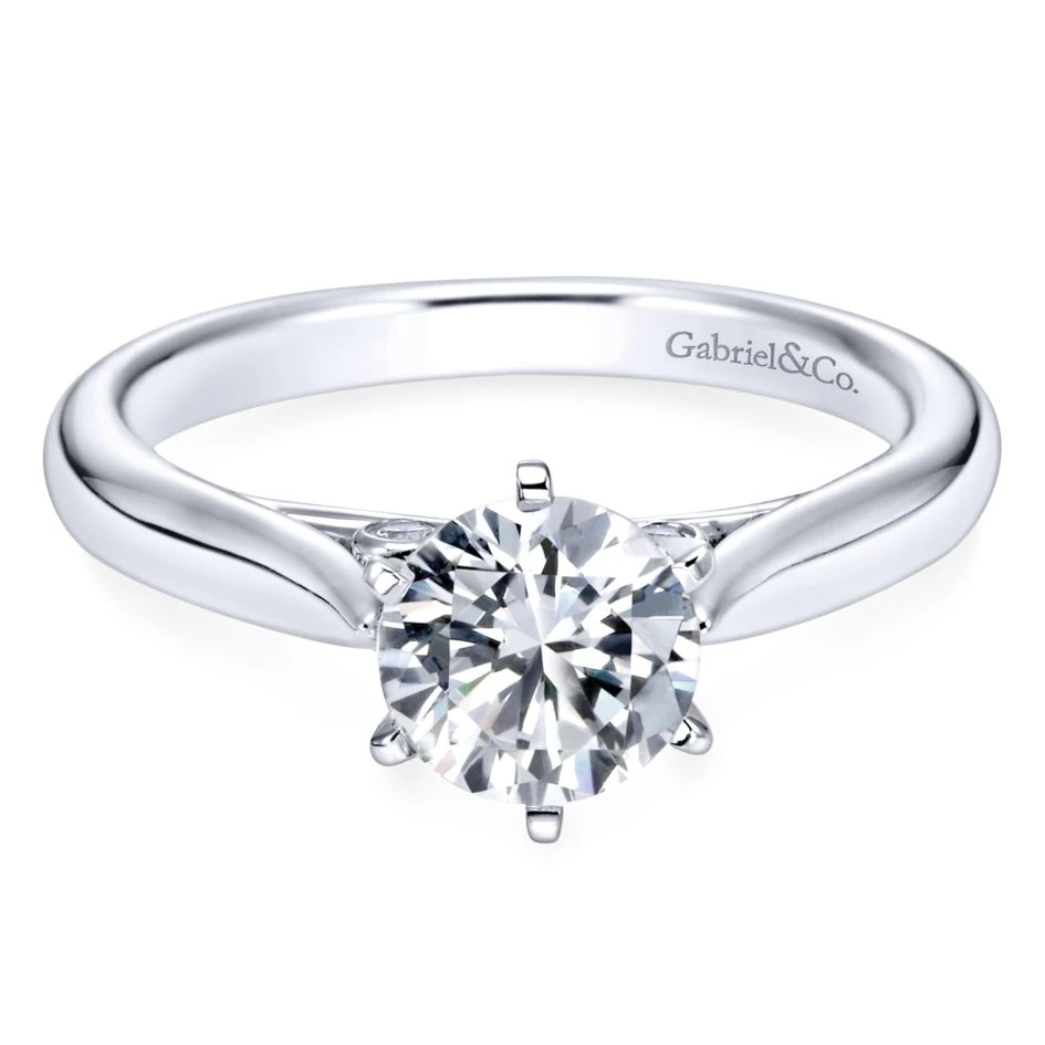 Gabriel Bridal Collection White Gold Solitaire Diamond Engagement Ring With Rounded Shank (0.03 Ctw) 3 Gabriel Bridal Collection White Gold Solitaire Diamond Engagement Ring With Rounded Shank (0.03 Ctw)