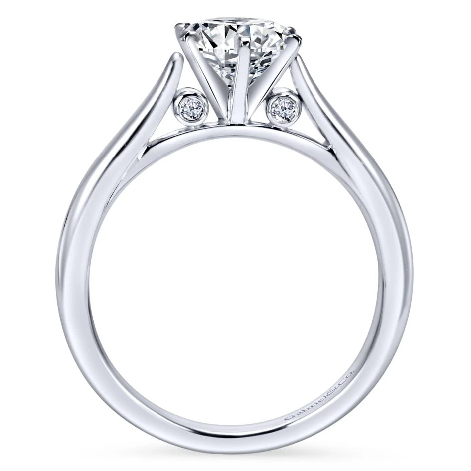 Gabriel Bridal Collection White Gold Solitaire Diamond Engagement Ring With Rounded Shank (0.03 Ctw) 4 Gabriel Bridal Collection White Gold Solitaire Diamond Engagement Ring With Rounded Shank (0.03 Ctw) - Image 2