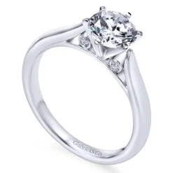Gabriel Bridal Collection White Gold Solitaire Diamond Engagement Ring With Rounded Shank (0.03 Ctw) 9 Gabriel Bridal Collection White Gold Solitaire Diamond Engagement Ring With Rounded Shank (0.03 Ctw) -DIAMOND JEWELRY SHOP gabriel er6668w44jj 3
