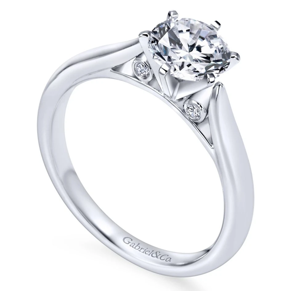 Gabriel Bridal Collection White Gold Solitaire Diamond Engagement Ring With Rounded Shank (0.03 Ctw) 5 Gabriel Bridal Collection White Gold Solitaire Diamond Engagement Ring With Rounded Shank (0.03 Ctw) - Image 3