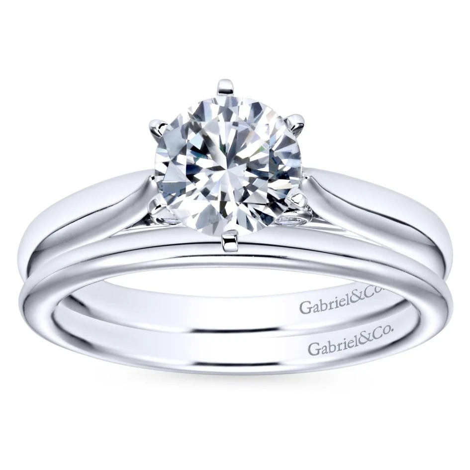 Gabriel Bridal Collection White Gold Solitaire Diamond Engagement Ring With Rounded Shank (0.03 Ctw) 6 Gabriel Bridal Collection White Gold Solitaire Diamond Engagement Ring With Rounded Shank (0.03 Ctw) - Image 4