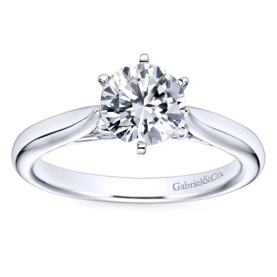 Gabriel Bridal Collection White Gold Solitaire Diamond Engagement Ring With Rounded Shank (0.03 Ctw) 7 Gabriel Bridal Collection White Gold Solitaire Diamond Engagement Ring With Rounded Shank (0.03 Ctw) - Image 5