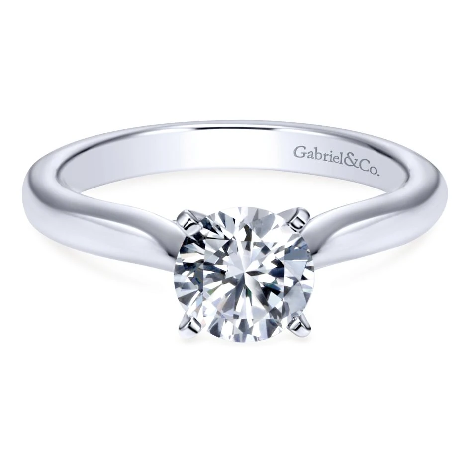 Gabriel Bridal Collection White Gold Solitaire Diamond Engagement Ring With Rounded Shank 3 Gabriel Bridal Collection White Gold Solitaire Diamond Engagement Ring With Rounded Shank
