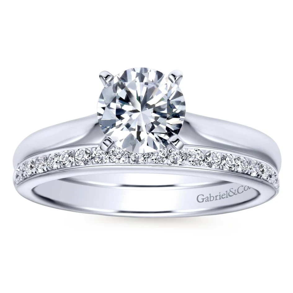 Gabriel Bridal Collection White Gold Solitaire Diamond Engagement Ring With Rounded Shank 6 Gabriel Bridal Collection White Gold Solitaire Diamond Engagement Ring With Rounded Shank - Image 4