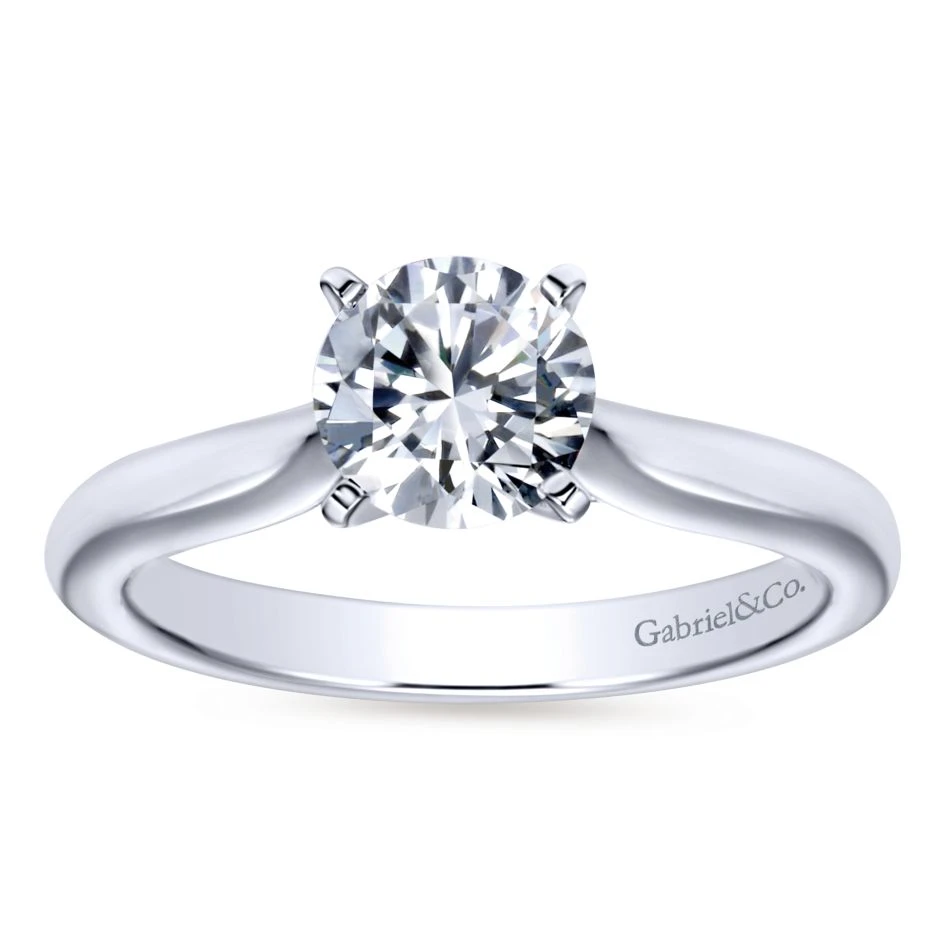 Gabriel Bridal Collection White Gold Solitaire Diamond Engagement Ring With Rounded Shank 7 Gabriel Bridal Collection White Gold Solitaire Diamond Engagement Ring With Rounded Shank - Image 5