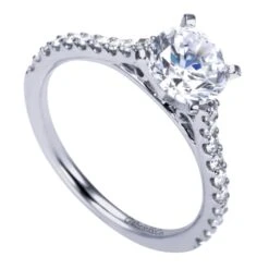 Gabriel Bridal Collection White Gold Straight Engagement Ring (0.3 Ctw) -DIAMOND JEWELRY SHOP gabriel er7227w44jj 3