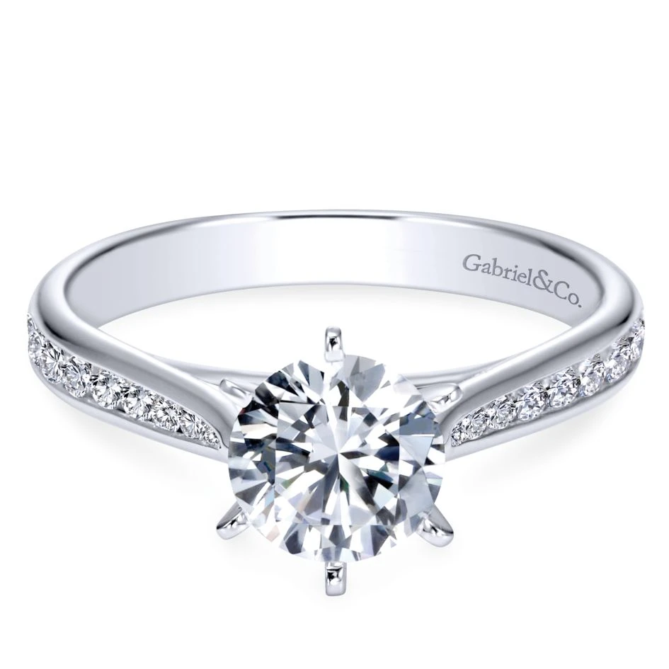 Gabriel Bridal Collection White Gold Diamond Straight Engagement Ring With Channel Setting (0.33 Ctw) 3 Gabriel Bridal Collection White Gold Diamond Straight Engagement Ring With Channel Setting (0.33 Ctw)