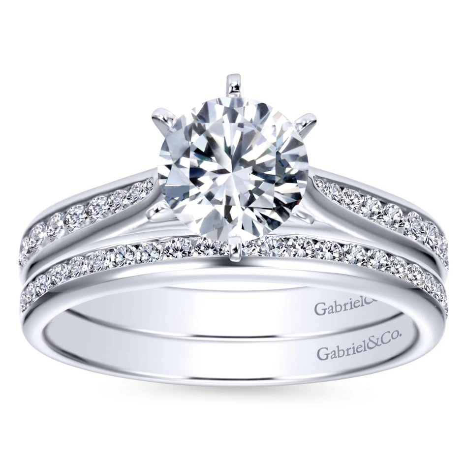 Gabriel Bridal Collection White Gold Diamond Straight Engagement Ring With Channel Setting (0.33 Ctw) 6 Gabriel Bridal Collection White Gold Diamond Straight Engagement Ring With Channel Setting (0.33 Ctw) - Image 4
