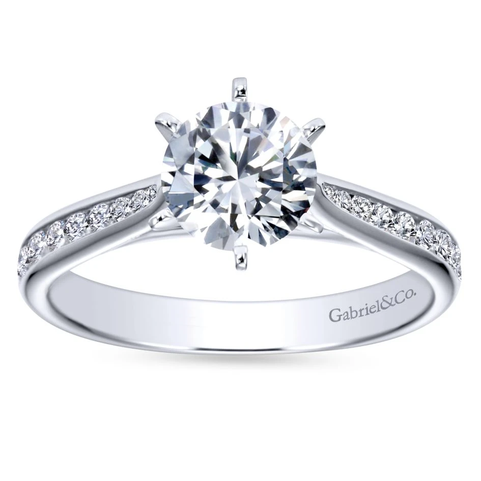 Gabriel Bridal Collection White Gold Diamond Straight Engagement Ring With Channel Setting (0.33 Ctw) 7 Gabriel Bridal Collection White Gold Diamond Straight Engagement Ring With Channel Setting (0.33 Ctw) - Image 5
