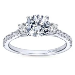 Gabriel Bridal Collection White Gold Diamond 3 Stones Engagement Ring And French Diamond Accent Shank (0.45 Ctw) -DIAMOND JEWELRY SHOP gabriel er7296w44jj 5
