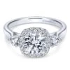 Gabriel Bridal Collection White Gold Diamond Diamond Accent Halo Engagement Ring And Side Stone Setting (0.52 Ctw) 2 Gabriel Bridal Collection White Gold Diamond Diamond Accent Halo Engagement Ring And Side Stone Setting (0.52 Ctw) -DIAMOND JEWELRY SHOP gabriel er7510w44jj 1