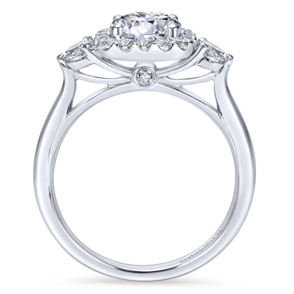 Gabriel Bridal Collection White Gold Diamond Diamond Accent Halo Engagement Ring And Side Stone Setting (0.52 Ctw) 4 Gabriel Bridal Collection White Gold Diamond Diamond Accent Halo Engagement Ring And Side Stone Setting (0.52 Ctw) - Image 2