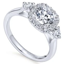Gabriel Bridal Collection White Gold Diamond Diamond Accent Halo Engagement Ring And Side Stone Setting (0.52 Ctw) 9 Gabriel Bridal Collection White Gold Diamond Diamond Accent Halo Engagement Ring And Side Stone Setting (0.52 Ctw) -DIAMOND JEWELRY SHOP gabriel er7510w44jj 3