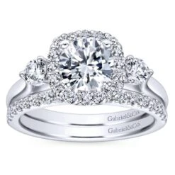 Gabriel Bridal Collection White Gold Diamond Diamond Accent Halo Engagement Ring And Side Stone Setting (0.52 Ctw) 10 Gabriel Bridal Collection White Gold Diamond Diamond Accent Halo Engagement Ring And Side Stone Setting (0.52 Ctw) -DIAMOND JEWELRY SHOP gabriel er7510w44jj 4