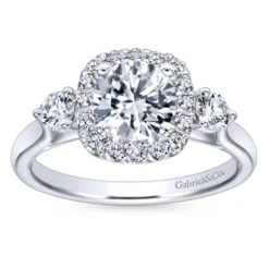Gabriel Bridal Collection White Gold Diamond Diamond Accent Halo Engagement Ring And Side Stone Setting (0.52 Ctw) 11 Gabriel Bridal Collection White Gold Diamond Diamond Accent Halo Engagement Ring And Side Stone Setting (0.52 Ctw) -DIAMOND JEWELRY SHOP gabriel er7510w44jj 5