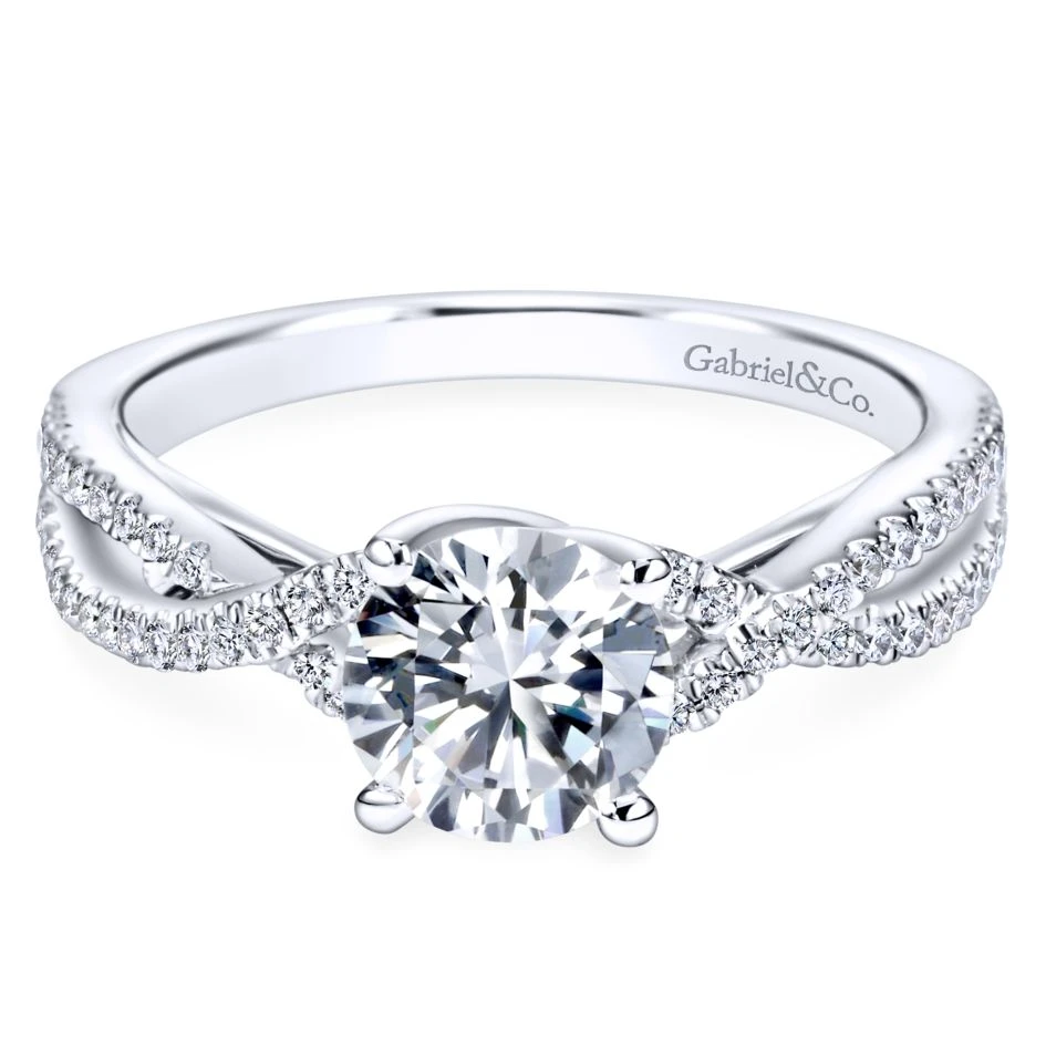 Gabriel Bridal Collection White Gold Diamond Diamond Accent Criss Cross Engagement Ring (0.22 Ctw) 3 Gabriel Bridal Collection White Gold Diamond Diamond Accent Criss Cross Engagement Ring (0.22 Ctw)