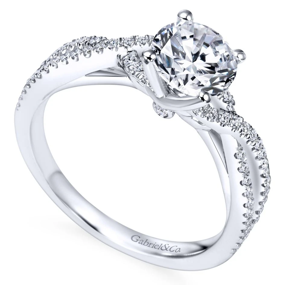 Gabriel Bridal Collection White Gold Diamond Diamond Accent Criss Cross Engagement Ring (0.22 Ctw) 5 Gabriel Bridal Collection White Gold Diamond Diamond Accent Criss Cross Engagement Ring (0.22 Ctw) - Image 3