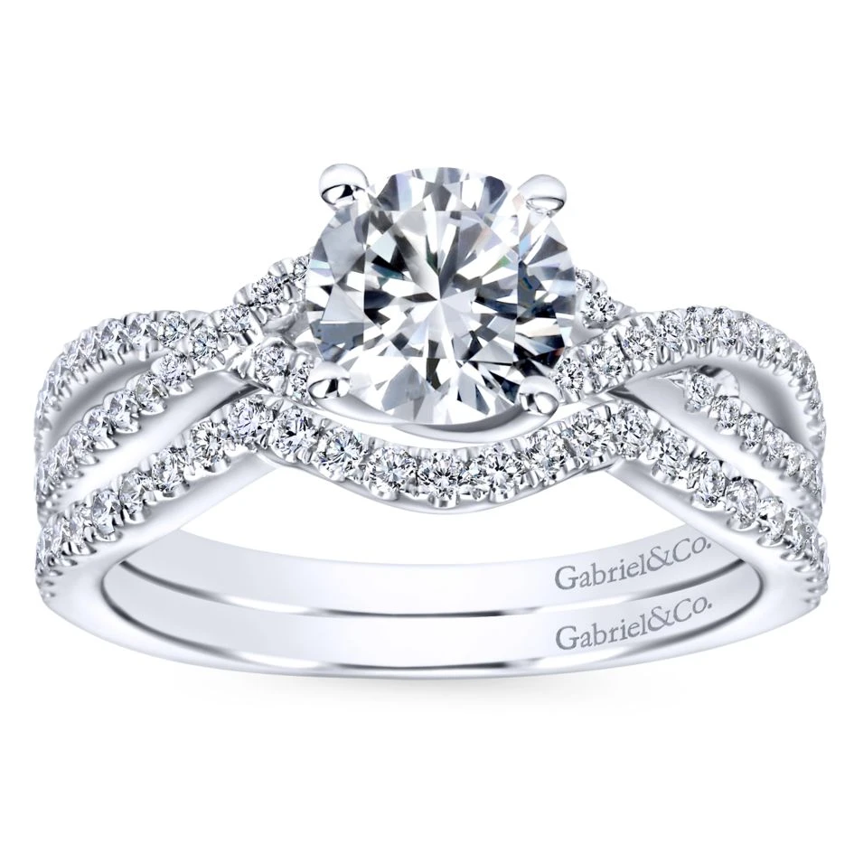 Gabriel Bridal Collection White Gold Diamond Diamond Accent Criss Cross Engagement Ring (0.22 Ctw) 6 Gabriel Bridal Collection White Gold Diamond Diamond Accent Criss Cross Engagement Ring (0.22 Ctw) - Image 4