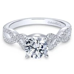 Gabriel Bridal Collection White Gold Diamond Diamond Accent Criss Cross Engagement Ring With Cathedral Setting (0.37 Ctw)