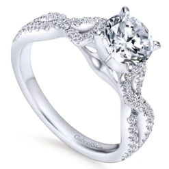 Gabriel Bridal Collection White Gold Diamond Diamond Accent Criss Cross Engagement Ring With Cathedral Setting (0.37 Ctw) -DIAMOND JEWELRY SHOP gabriel er7805w44jj 3