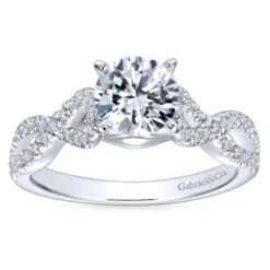 Gabriel Bridal Collection White Gold Diamond Diamond Accent Criss Cross Engagement Ring With Cathedral Setting (0.37 Ctw) -DIAMOND JEWELRY SHOP gabriel er7805w44jj 5
