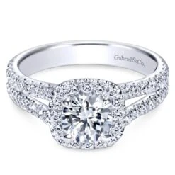 Gabriel Bridal Collection White Gold Halo Engagement Ring (0.78 Ctw)